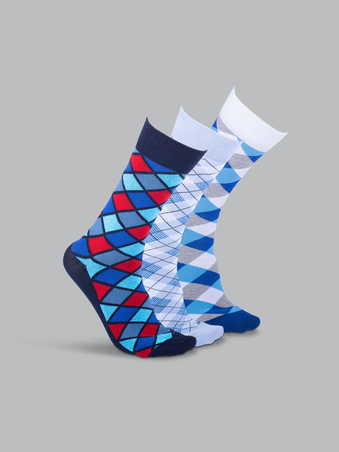 Socks Sutra Men’s Crew/Calf Length Socks (Pack of 3) | Cotton Spandex, Stretch-Fit, Reinforced Heel & Toe | MM3034