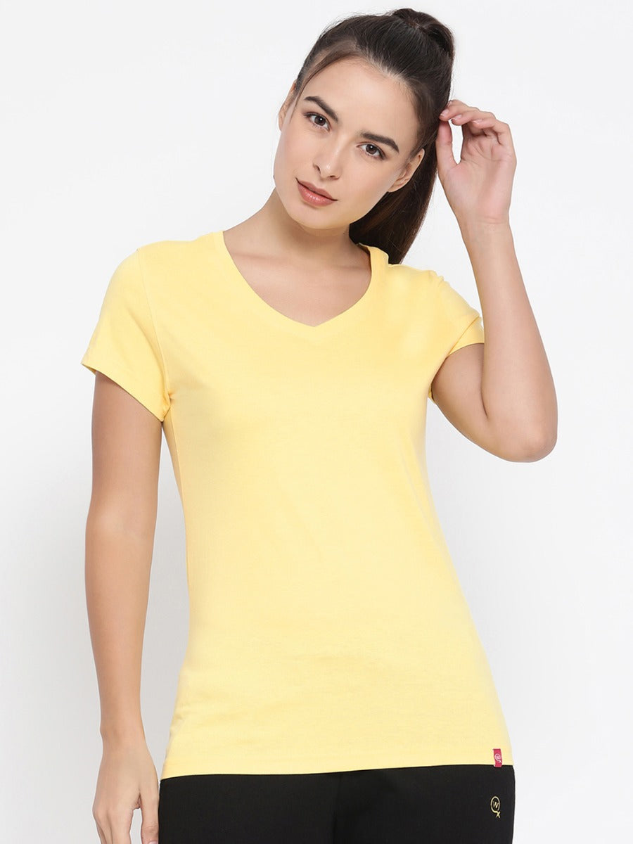 Women's V-Neck Tee, Cotton Rich fabric with Half Sleeves for Versatile Sports or Leisure Wear | MW3122