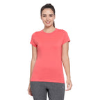 Women's Round Neck Half Sleeves Tees in Cotton Rich Fabric for Superior Sportswear Comfort | MW3121