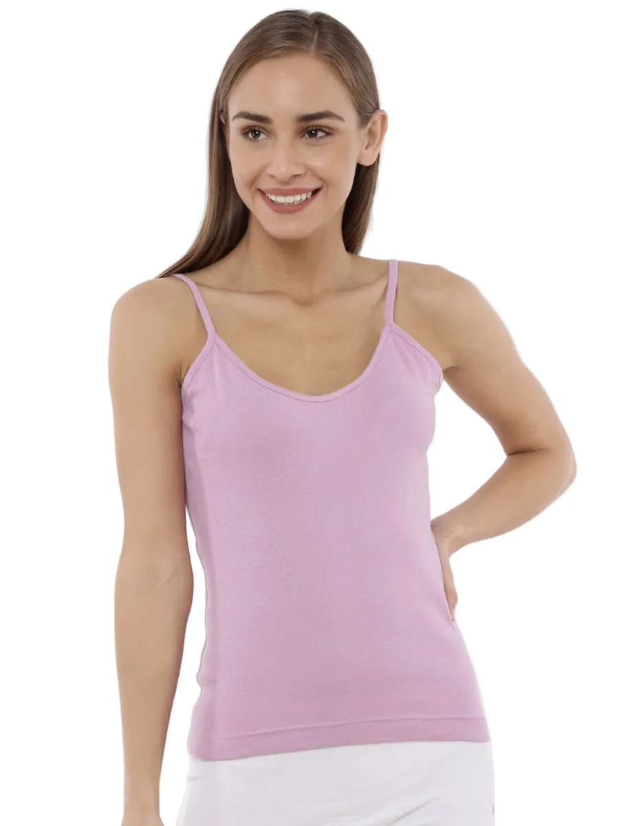 Women's Spaghetti Tops in Pure Cotton Fabric with Deep Neckline and Adjustable Straps | MW2311