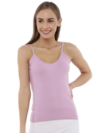 Women's Spaghetti Tops in Pure Cotton Fabric with Deep Neckline and Adjustable Straps | MW2311