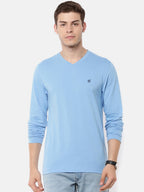 Macroman M-Series Men’s Smartz Basics T-Shirt in Cotton Rich Single Jersey Fabric, V-Neck Full Sleeve Style | M9001FS