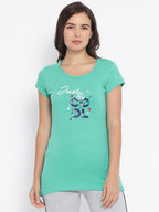 Women's Round Neck Printed Long Tees in Cotton Rich Fabric with Half Sleeves for Enhanced Comfort | MW3325