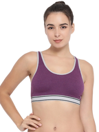 Women's Racerback Bras in Cotton Stretch Fabric with Full Coverage Moulded Cups, Double Layered Support, Wide Straps, and Soft Bottom Band | MW1402