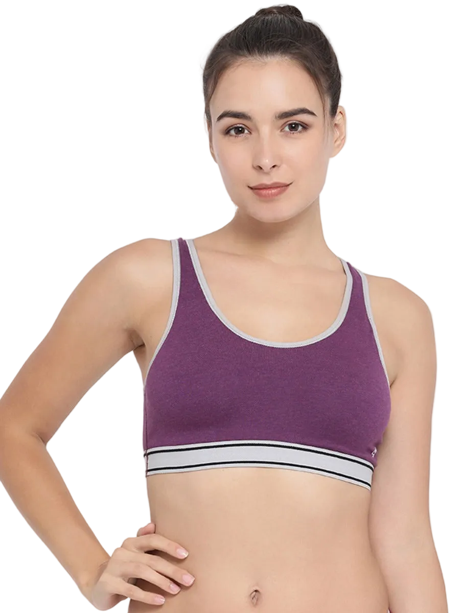 Women's Racerback Bras in Cotton Stretch Fabric with Full Coverage Moulded Cups, Double Layered Support, Wide Straps, and Soft Bottom Band | MW1402