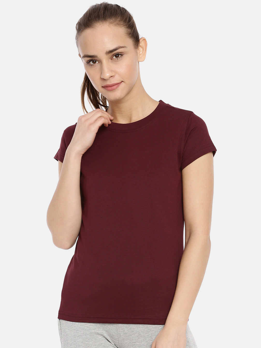 Women's Round Neck Half Sleeves Tees in Cotton Rich Fabric for Superior Sportswear Comfort | MW3121