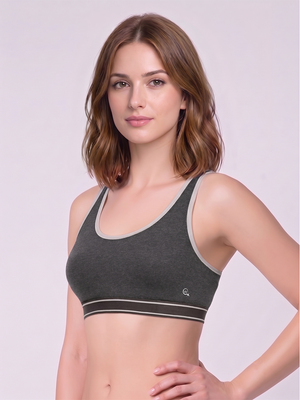 Women's Racerback Bras in Cotton Stretch Fabric with Full Coverage Moulded Cups, Double Layered Support, Wide Straps, and Soft Bottom Band | MW1402