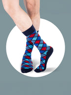 Socks Sutra Men’s Crew/Calf Length Socks (Pack of 3) | Cotton Spandex, Stretch-Fit, Reinforced Heel & Toe | MM3034