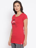 Women's Round Neck Printed Long Tees in Cotton Rich Fabric with Half Sleeves for Enhanced Comfort | MW3325