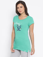 Women's Round Neck Printed Long Tees in Cotton Rich Fabric with Half Sleeves for Enhanced Comfort | MW3325