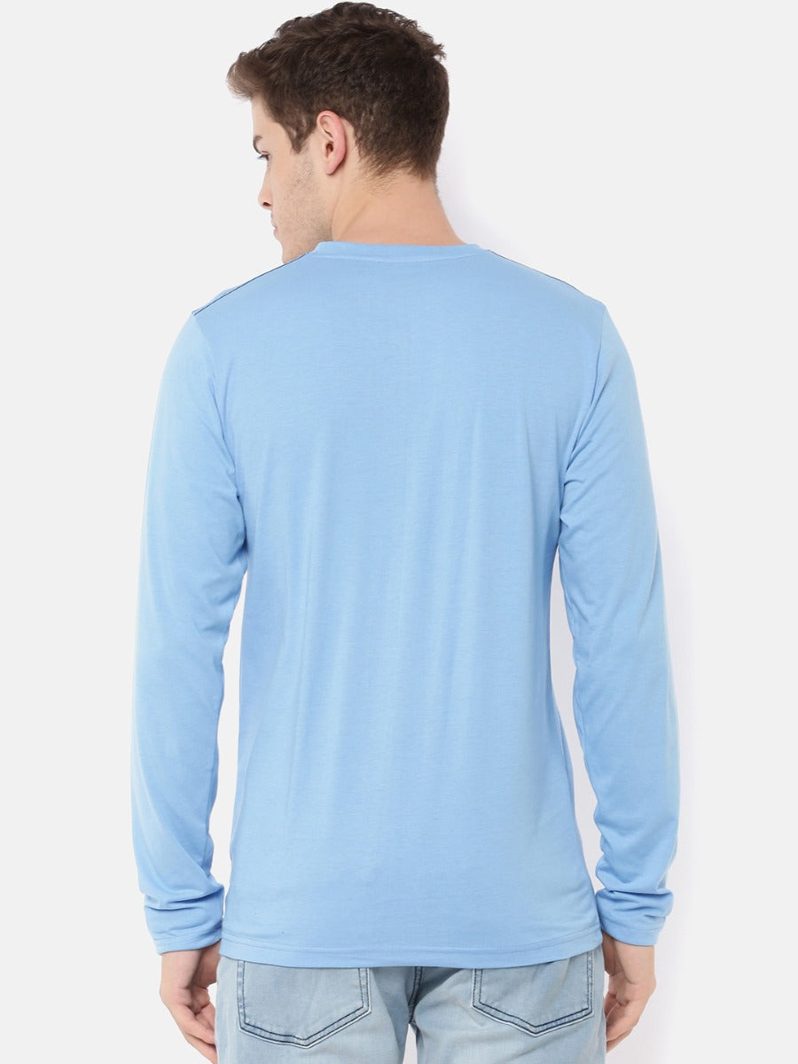 Macroman M-Series Men’s Smartz Basics T-Shirt in Cotton Rich Single Jersey Fabric, V-Neck Full Sleeve Style | M9001FS