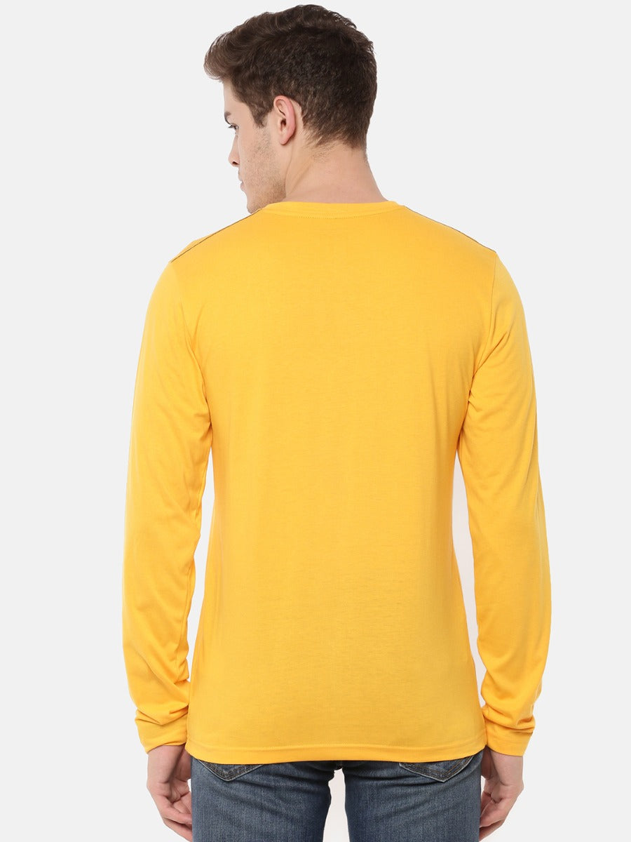 Macroman M-Series Men’s Smartz Basics T-Shirt in Cotton Rich Single Jersey Fabric, V-Neck Full Sleeve Style | M9001FS