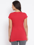 Women's Round Neck Printed Long Tees in Cotton Rich Fabric with Half Sleeves for Enhanced Comfort | MW3325