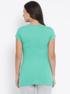 Women's Round Neck Printed Long Tees in Cotton Rich Fabric with Half Sleeves for Enhanced Comfort | MW3325