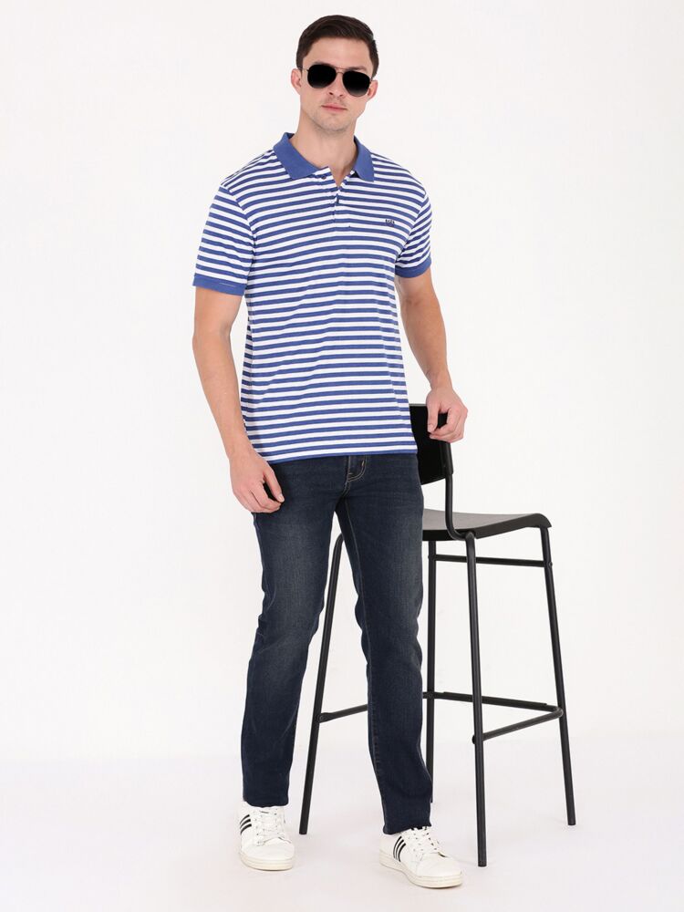 Denim Melange/White