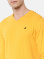 Macroman M-Series Men’s Smartz Basics T-Shirt in Cotton Rich Single Jersey Fabric, V-Neck Full Sleeve Style | M9001FS