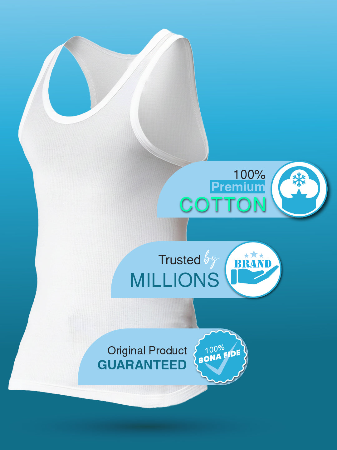 Men's Vests Combed Cotton Seamless Fit Classic Cut For Perfect Comfort (Pack Of 2) | MB001