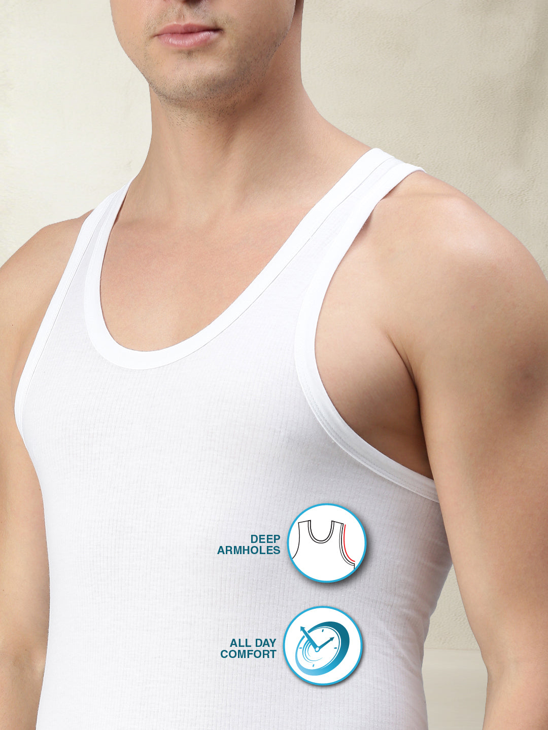 Men's Vests Combed Cotton Seamless Fit Classic Cut For Perfect Comfort (Pack Of 2) | MB001