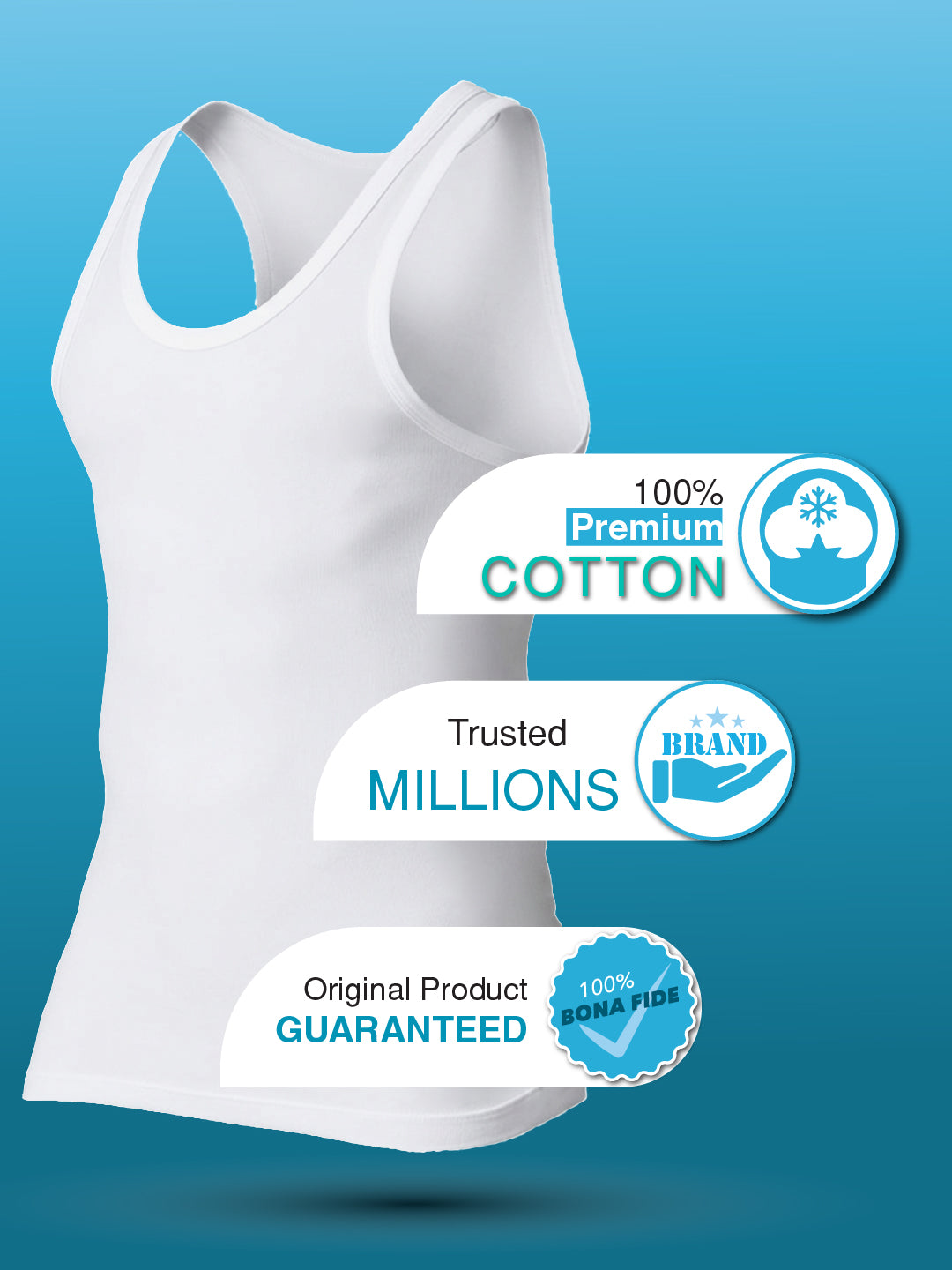 Men's Vests in Compact Cotton Fabric Classic Cut Seamless Fit with Contoured Armholes | MB005