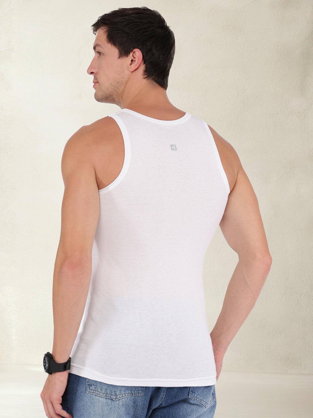 Men's Vests in Compact Cotton Fabric Classic Cut Seamless Fit with Contoured Armholes | MB005