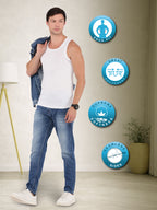 Men's Vests in Compact Cotton Fabric Classic Cut Seamless Fit with Contoured Armholes | MB005