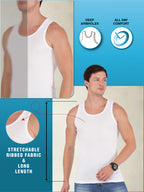 Men's Vests in Compact Cotton Fabric Classic Cut Seamless Fit with Contoured Armholes | MB005