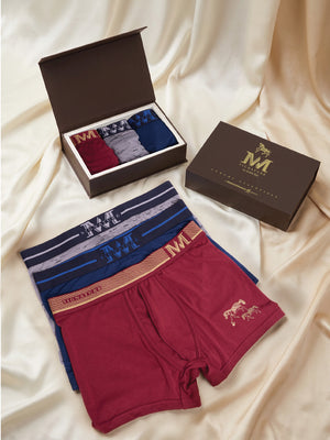 Weekend Essential Men's Premium Trunks Combo Pack (Pack of 3) | Breathable, Soft & Flexible Fit | Gift Box Set