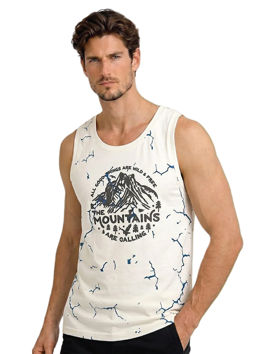 Macroman M- Series Tank Top for Men | Cotton Rich Printed Mens Gym Vest | Breathable Summerwear | Casual, Beach & Outdoor Wear (MS941)