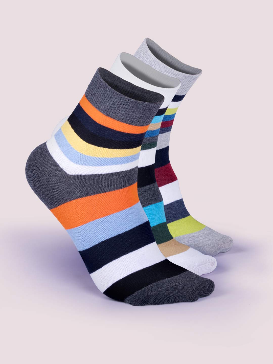 Socks Sutra by Macroman M-Series Men’s Ankle Length Socks (Pack of 3) | Cotton Spandex, Comfortable & Breathable | MM3004