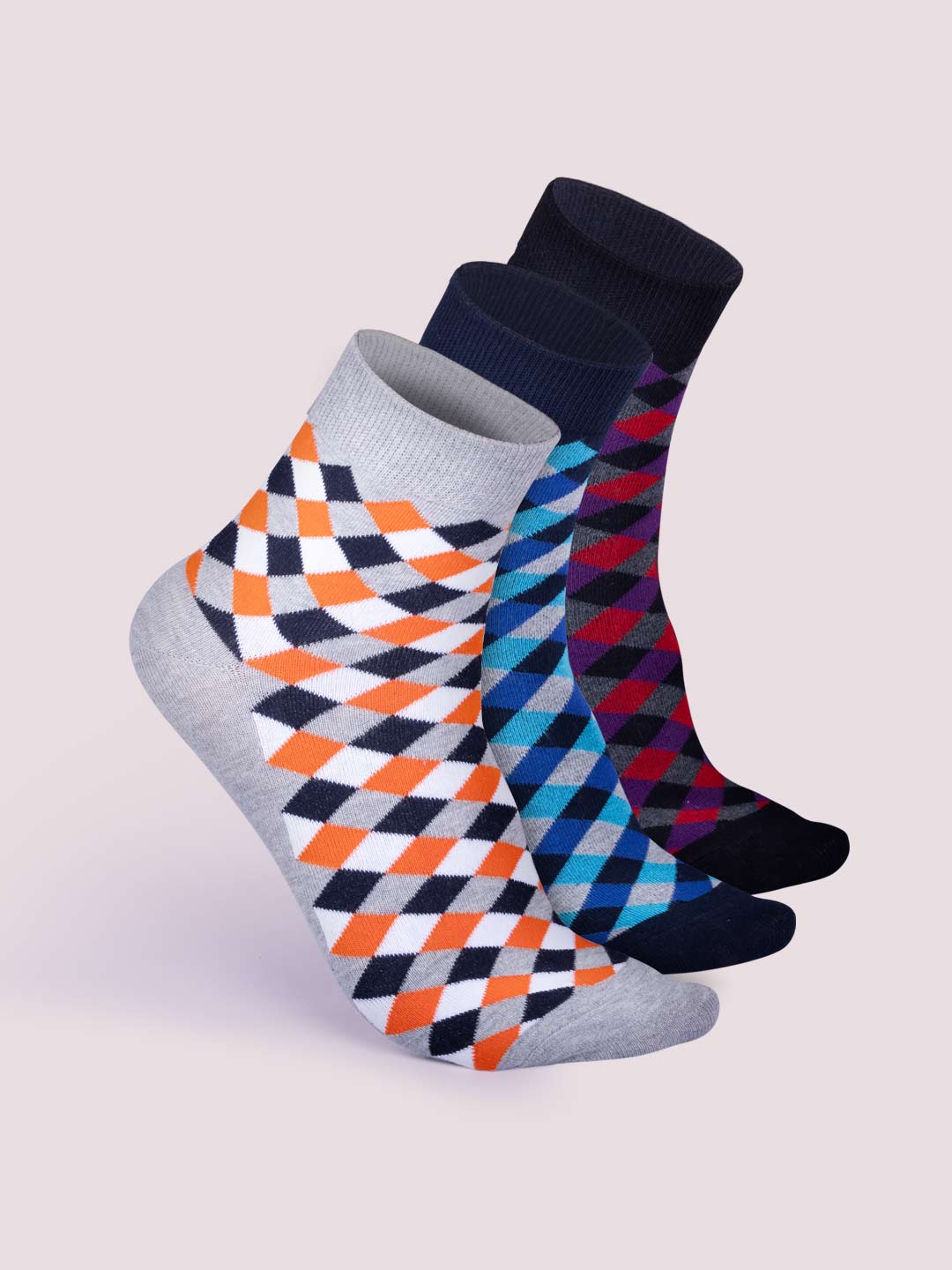 Socks Sutra by Macroman M-Series Men’s Ankle Length Socks (Pack of 3) | Cotton Spandex, Comfortable & Breathable | MM3006