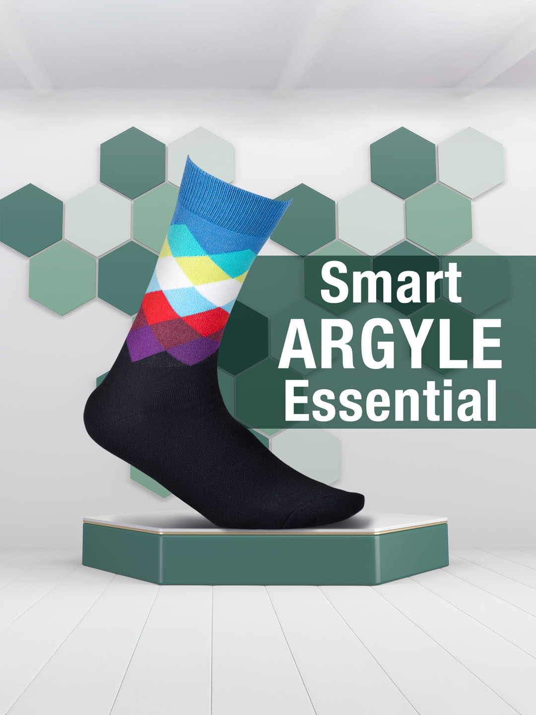 Socks Sutra by Macroman M-Series Men’s Crew/Calf Length Socks (Pack of 3) | Cotton Spandex, Stretch-Fit, Reinforced Heel & Toe | MM3024