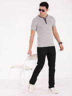 Macroman M-Series Men’s Smartz Basics Contrast Henley T-Shirt in Cotton Rich Single Jersey Fabric, Half Sleeve Style | M9010HS