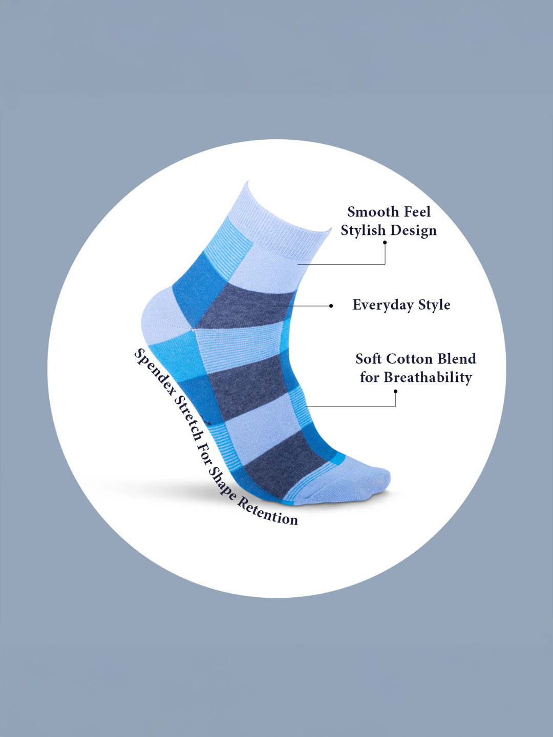 Socks Sutra by Macroman M-Series Men’s Ankle Length Socks (Pack of 3), Cotton Spandex, Comfortable & Breathable | MM3002