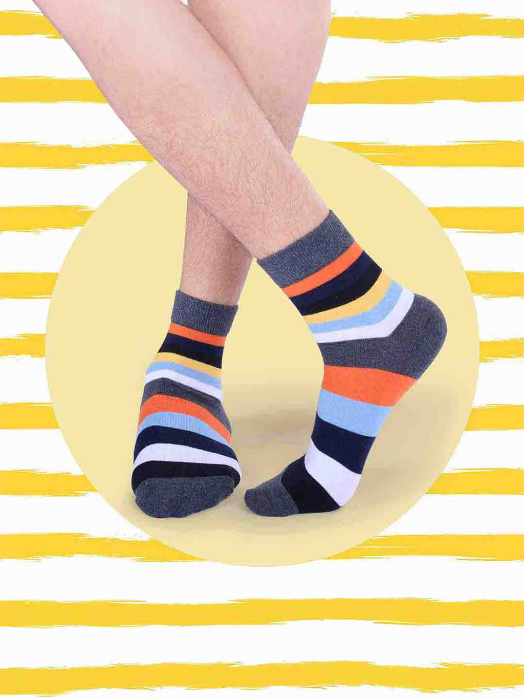 Socks Sutra by Macroman M-Series Men’s Ankle Length Socks (Pack of 3) | Cotton Spandex, Comfortable & Breathable | MM3004