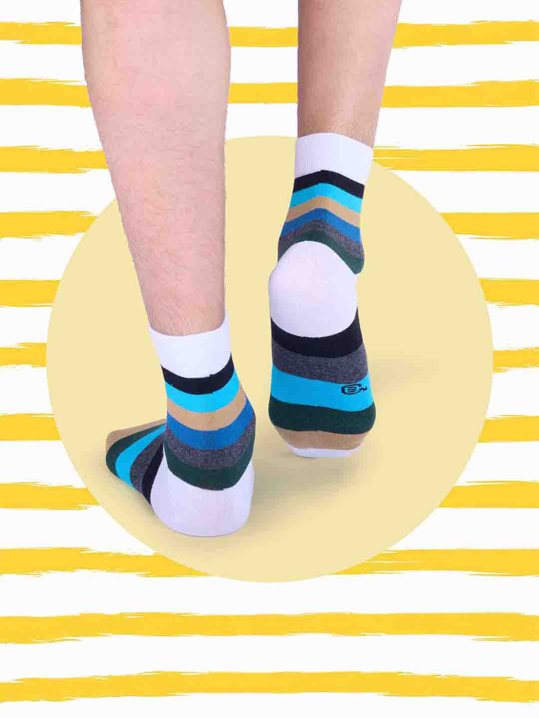 Socks Sutra by Macroman M-Series Men’s Ankle Length Socks (Pack of 3) | Cotton Spandex, Comfortable & Breathable | MM3004