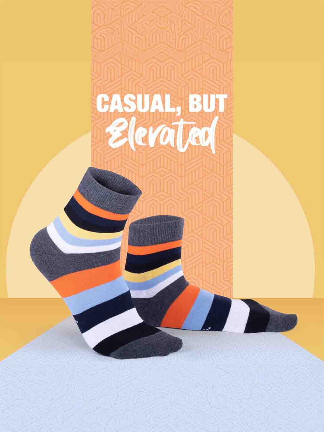 Socks Sutra by Macroman M-Series Men’s Ankle Length Socks (Pack of 3) | Cotton Spandex, Comfortable & Breathable | MM3004