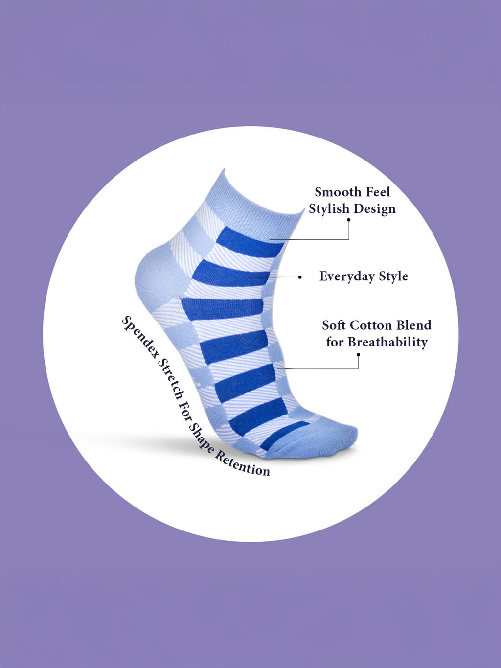 Socks Sutra by Macroman M-Series Men’s Ankle Length Socks (Pack of 3) | Cotton Spandex, Comfortable & Breathable | MM3005