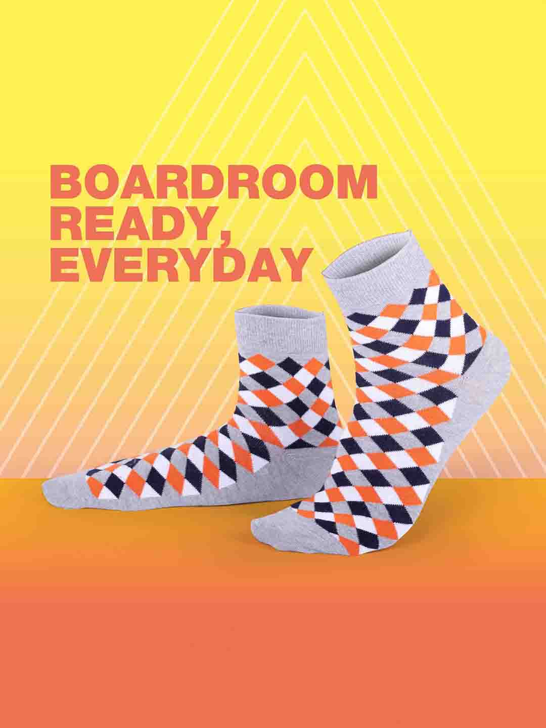 Socks Sutra by Macroman M-Series Men’s Ankle Length Socks (Pack of 3) | Cotton Spandex, Comfortable & Breathable | MM3006