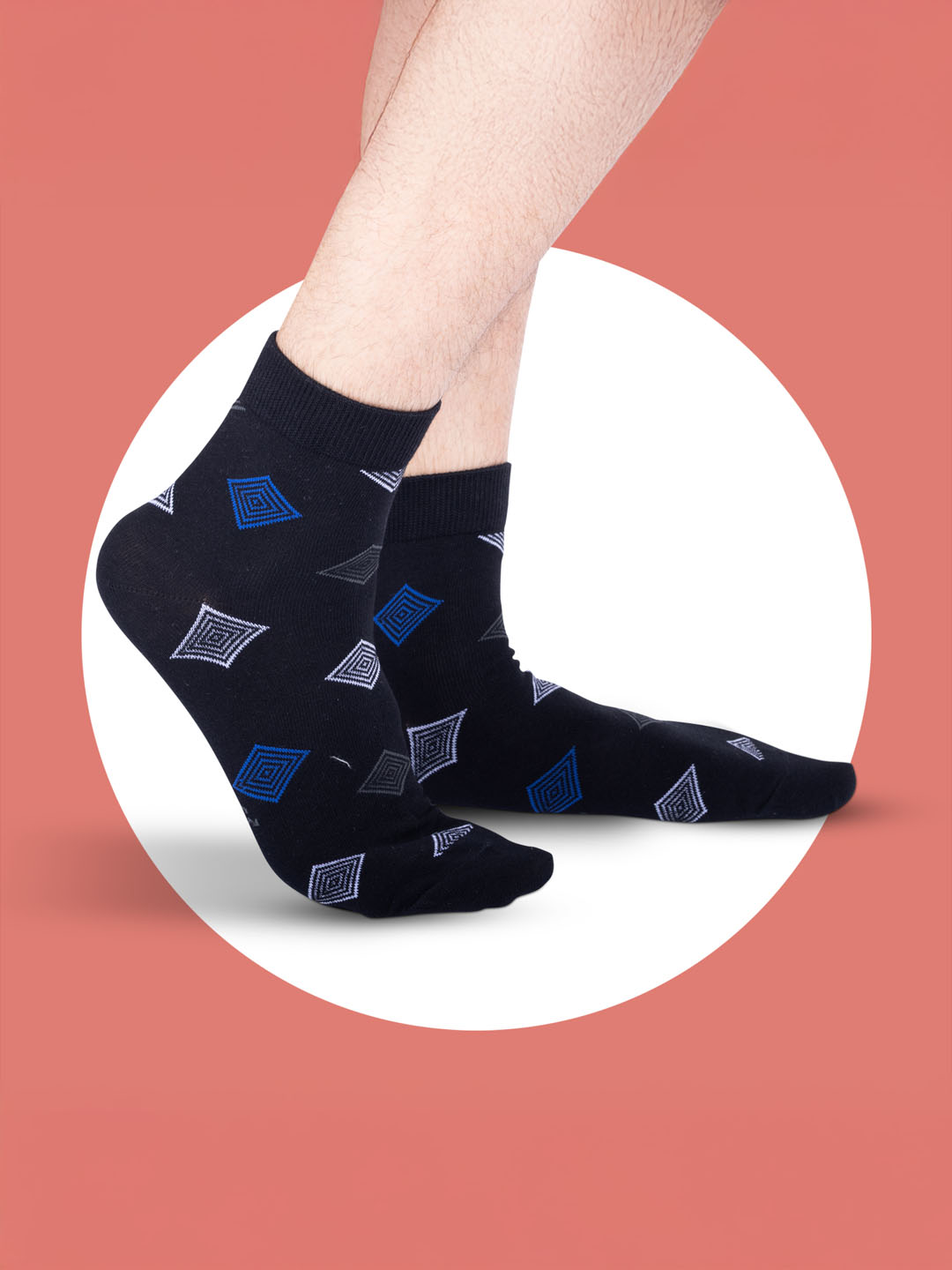 Socks Sutra by Macroman M-Series Men’s Ankle Length Socks (Pack of 3) | Cotton Spandex, Comfortable & Breathable | MM3007