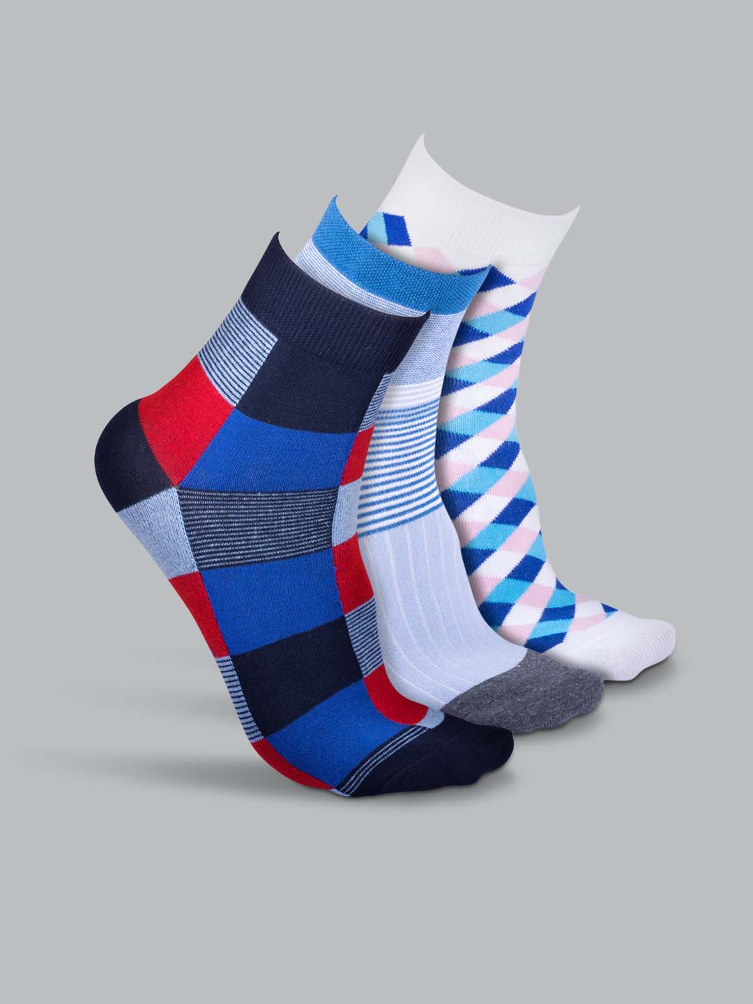Socks Sutra by Macroman M-Series Men’s Ankle Length Socks (Pack of 3) | Cotton Spandex, Comfortable & Breathable | MM3008