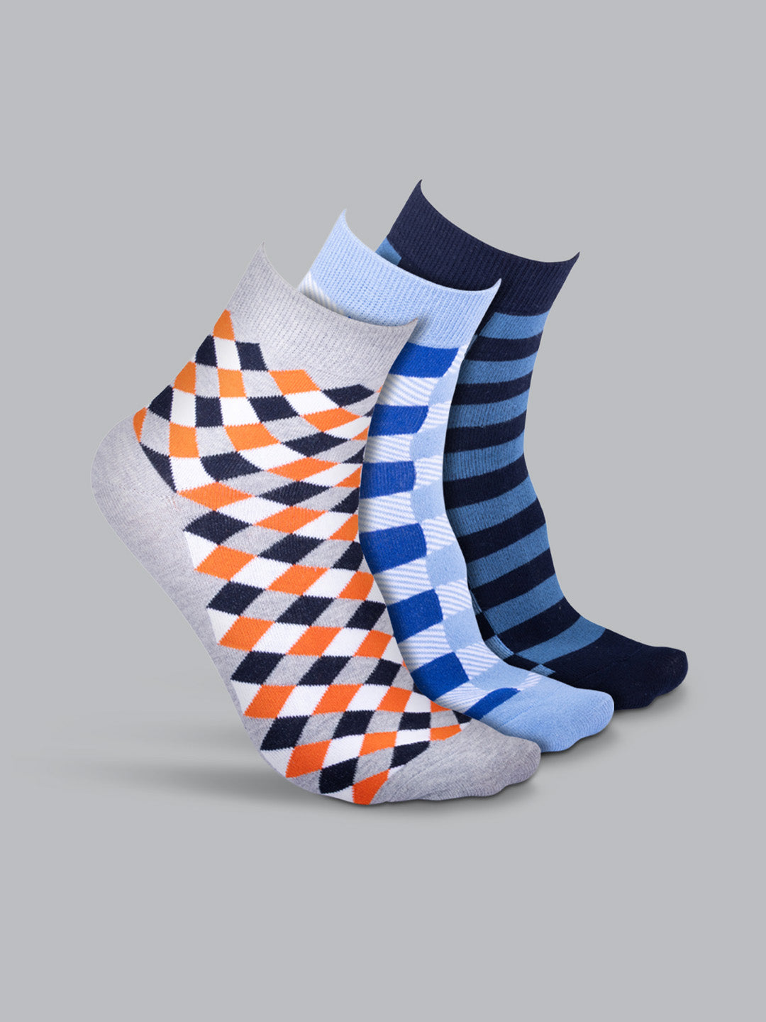 Socks Sutra by Macroman M-Series Men’s Ankle Length Socks (Pack of 3) | Cotton Spandex, Comfortable & Breathable | MM3009