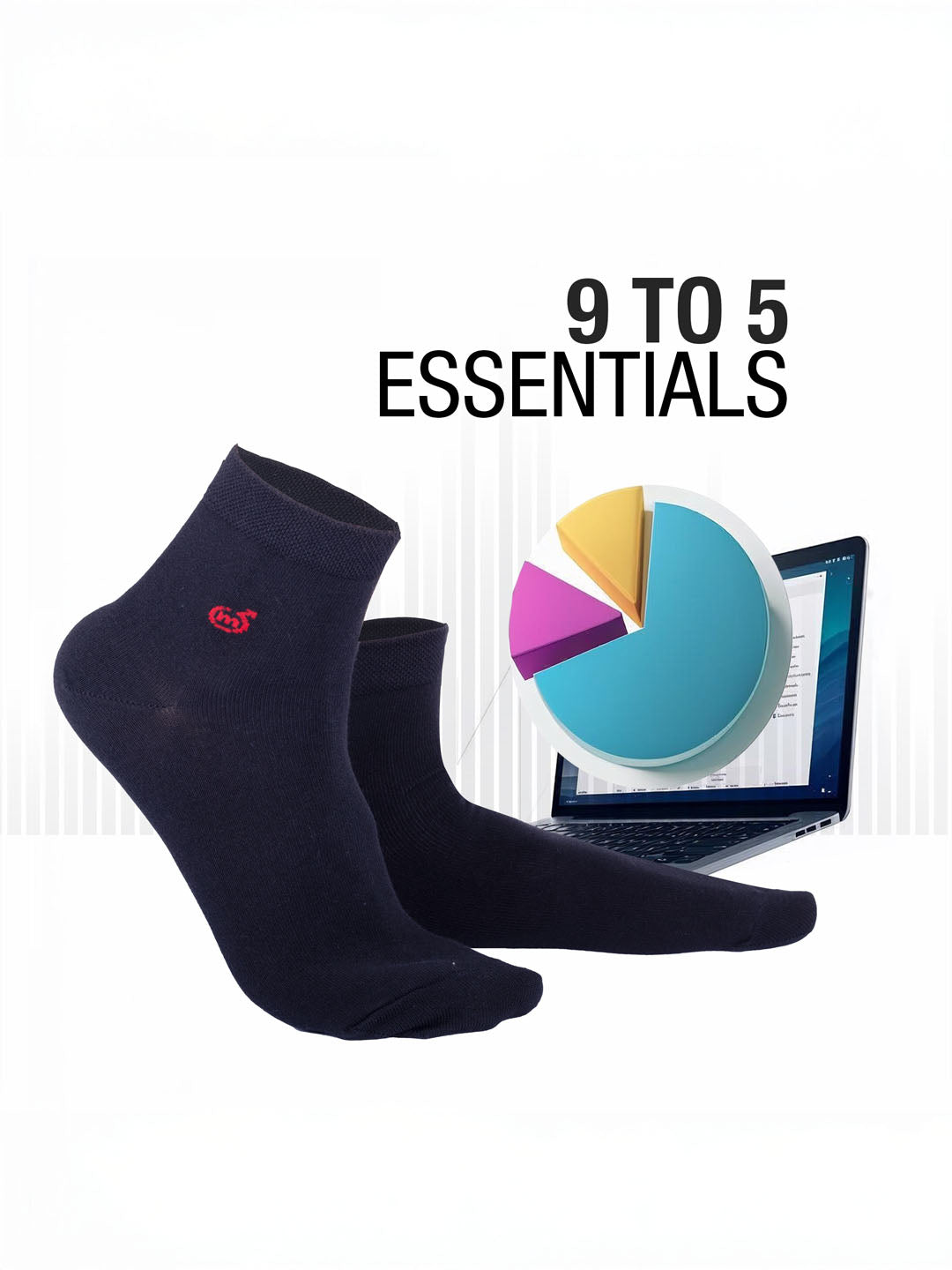 Socks Sutra by Macroman M-Series Men’s Ankle Length Socks (Pack of 3) | Cotton Spandex, Breathable & Stretch-Fit | MM3011