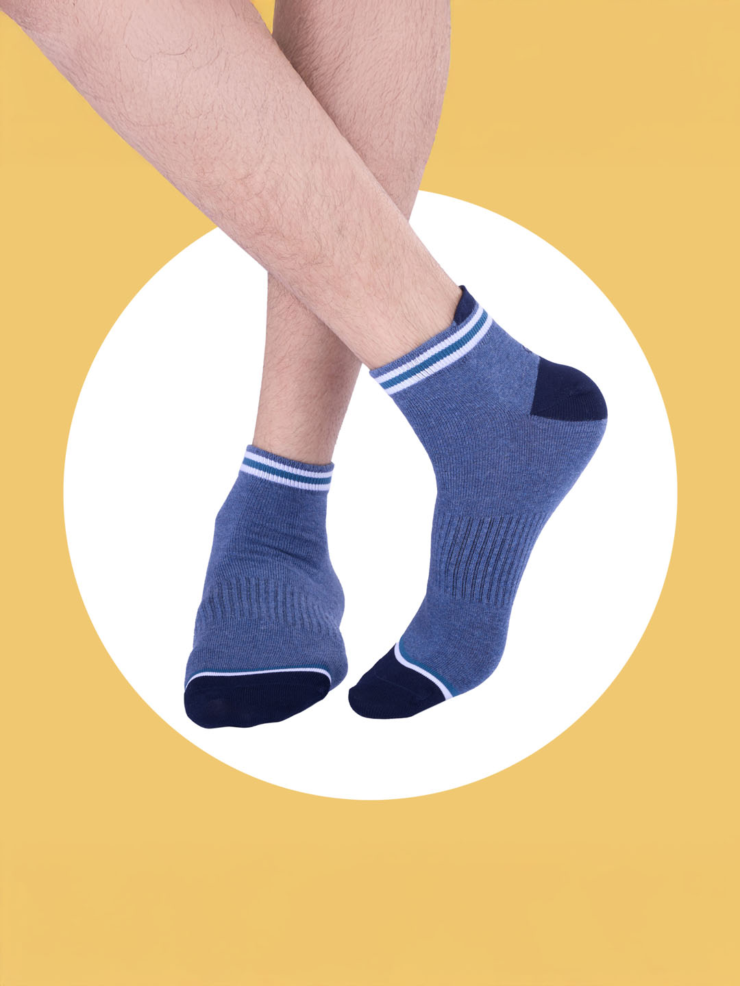 Socks Sutra Men’s Ankle Length Socks (Pack of 3) | Cotton Spandex, Breathable & Stretch-Fit