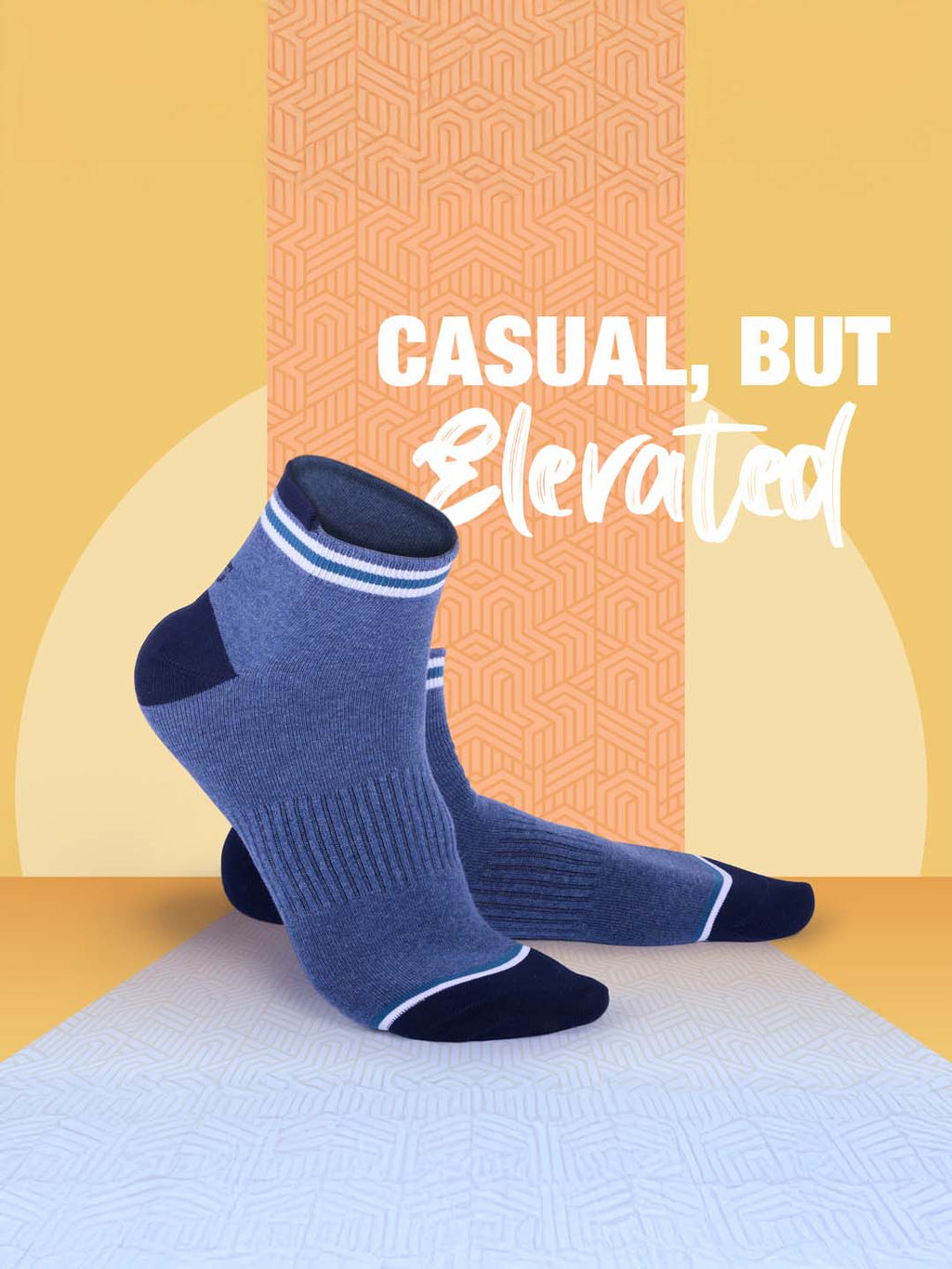 Socks Sutra Men’s Ankle Length Socks (Pack of 3) | Cotton Spandex, Breathable & Stretch-Fit