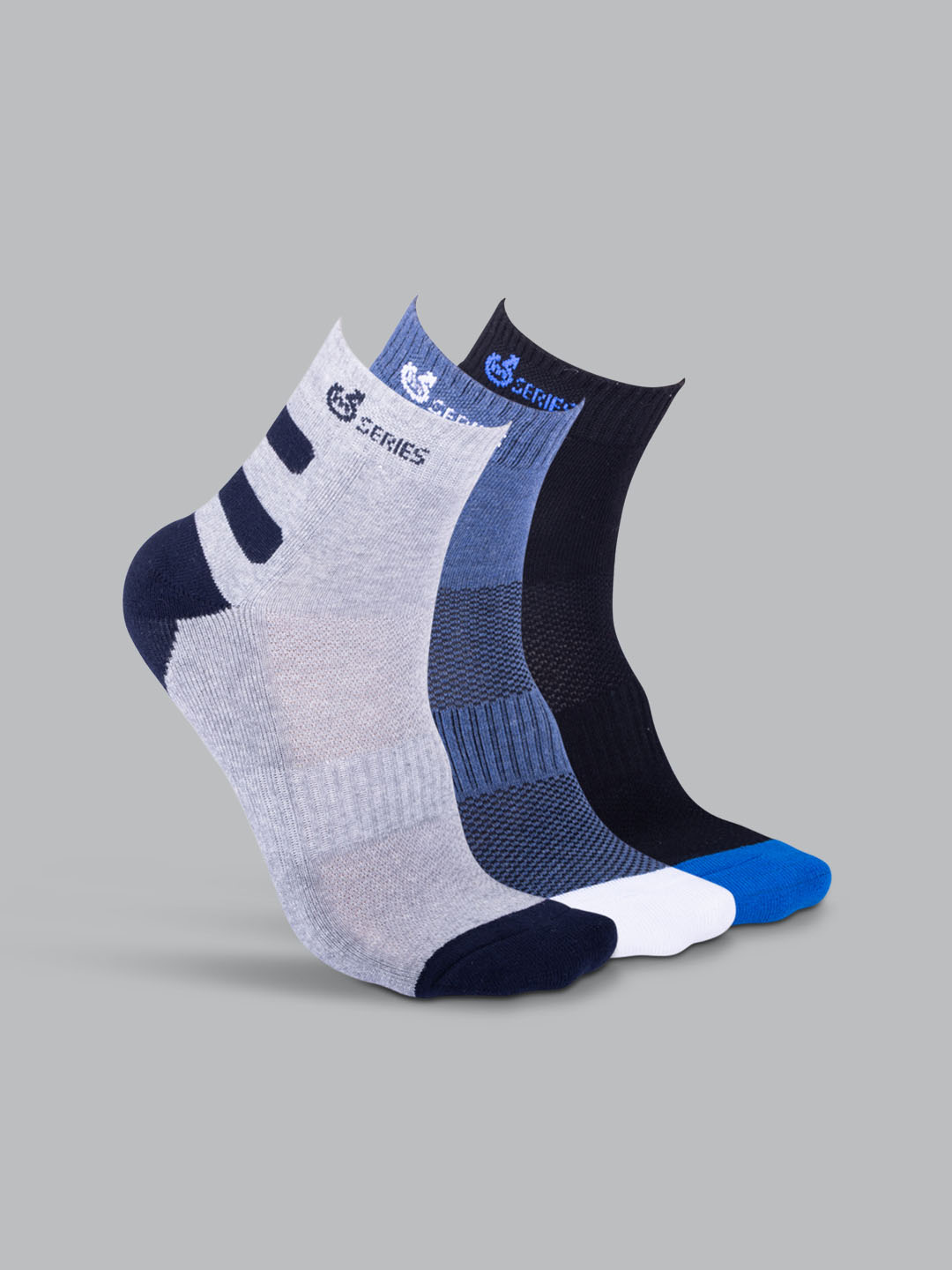 Socks Sutra Men’s Ankle Length Sports Socks (Pack of 3) | Cotton Spandex, Sweat-Wicking & Comfortable | MM3020