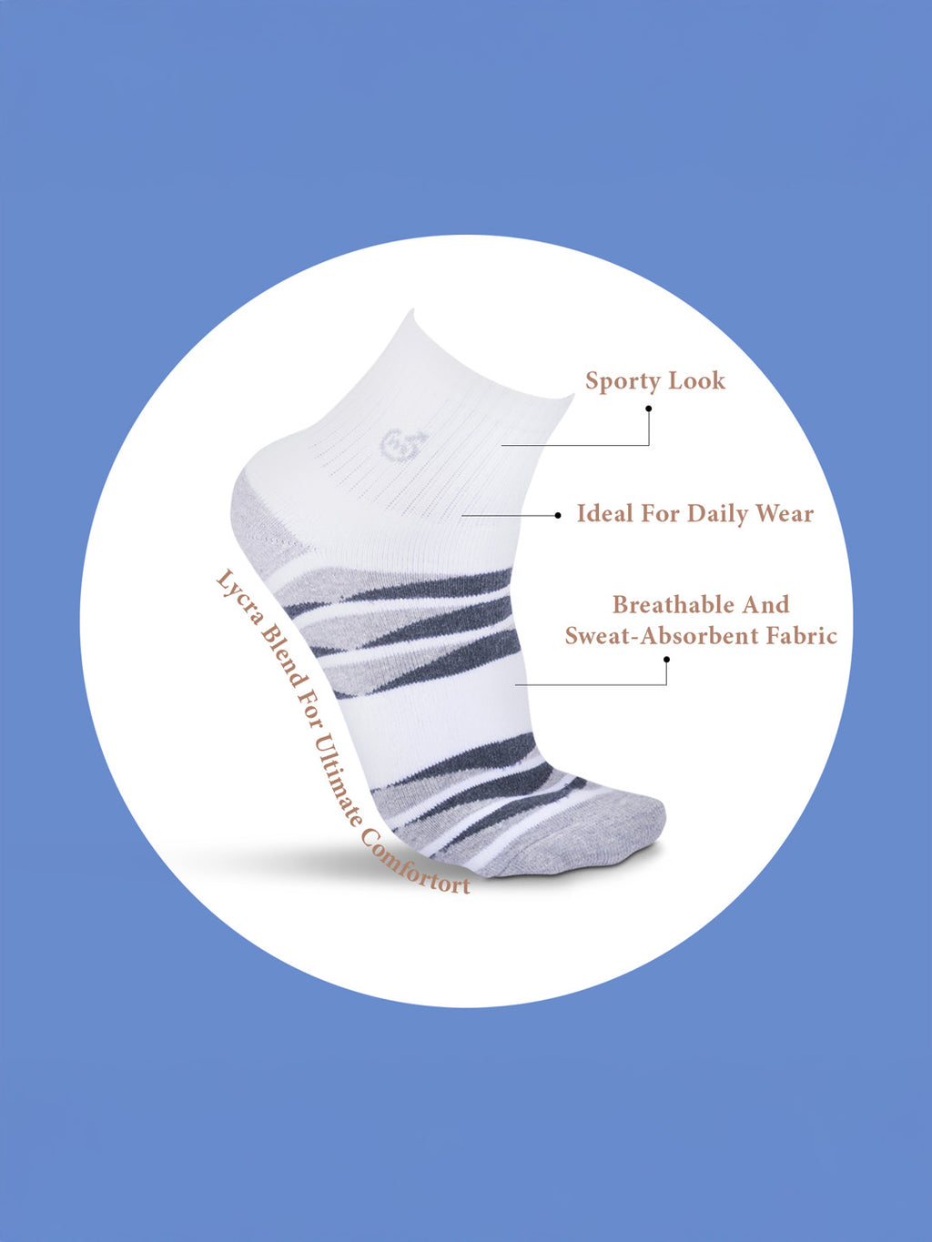 Socks Sutra Men’s Ankle Length Sports Socks (Pack of 3) | Cotton Spandex, Sweat-Wicking & Comfortable | MM3021