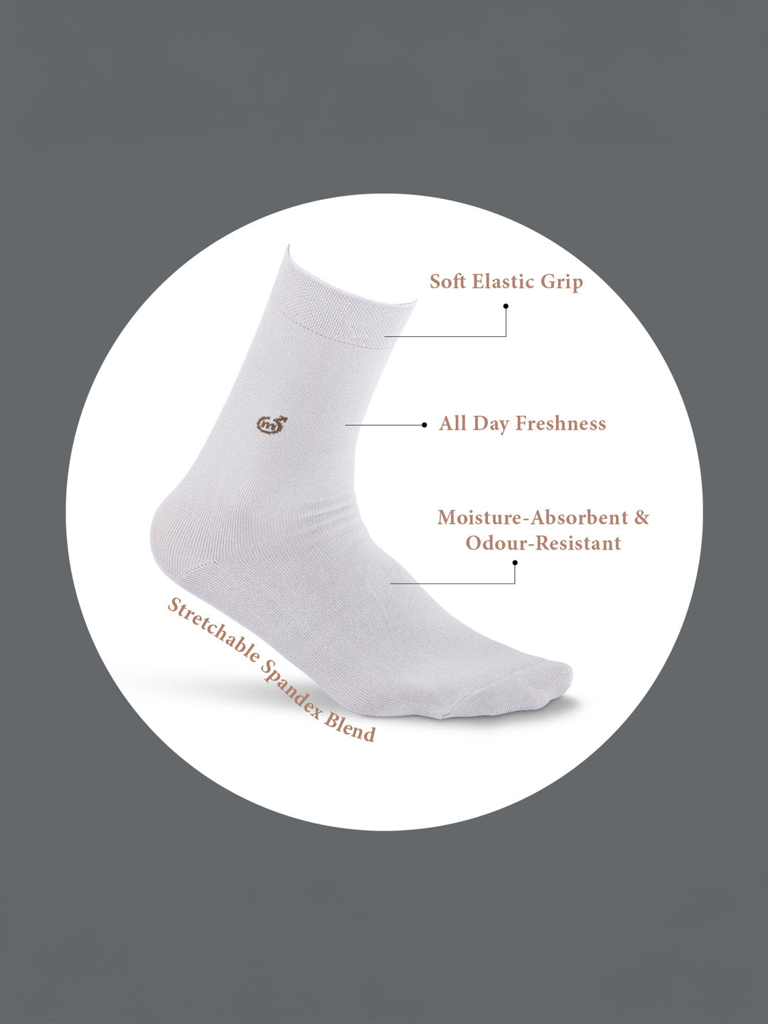 Socks Sutra Men’s Crew/Calf Length Socks (Pack of 3) | Cotton Spandex, Stretch-Fit, Reinforced Heel & Toe | MM3022