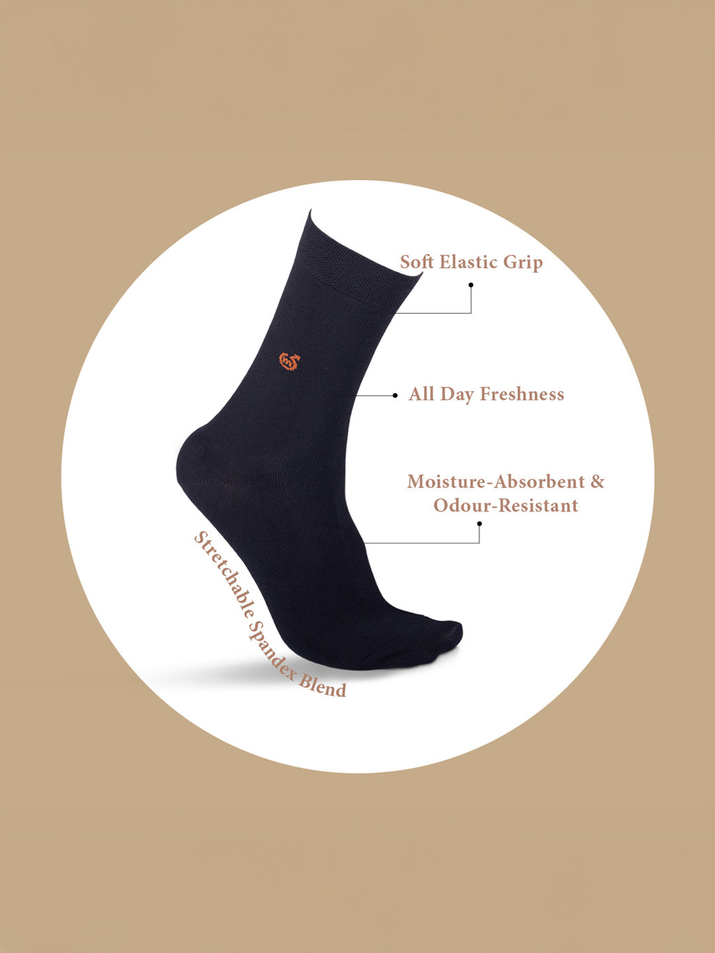 Socks Sutra by Macroman M-Series Men’s Crew/Calf Length Socks (Pack of 3) | Cotton Spandex, Stretch-Fit, Reinforced Heel & Toe | MM3023