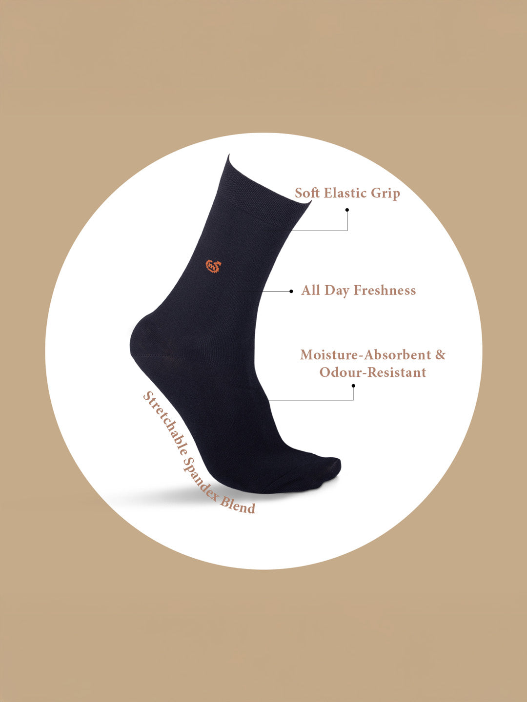 Socks Sutra by Macroman M-Series Men’s Crew/Calf Length Socks (Pack of 3) | Cotton Spandex, Stretch-Fit, Reinforced Heel & Toe | MM3023