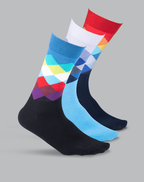 Socks Sutra by Macroman M-Series Men’s Crew/Calf Length Socks (Pack of 3) | Cotton Spandex, Stretch-Fit, Reinforced Heel & Toe | MM3024